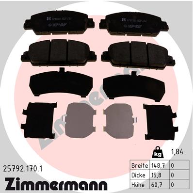 ZIMMERMANN 25792.170.1 ZAPATAS DE FRENADO  