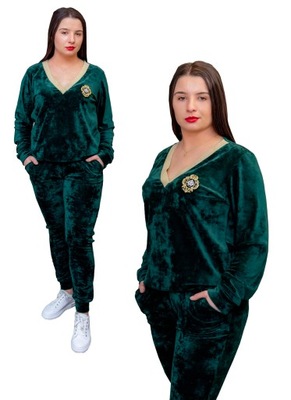 KOMPLET WELUROWY DRES SPODNIE BLUZA ŚCIĄGACZ 3XL