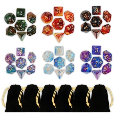 KOŚCI WIELOŚCIENNE RPG KOSTKI DO GRY Dungeons and Dragons BŁYSZCZĄCE 42szt