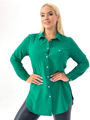 Zielona koszula z imitacją kieszeni Plus Size 50