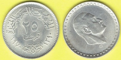 EGIPT 25 PIASTRES 1970 r. Ag