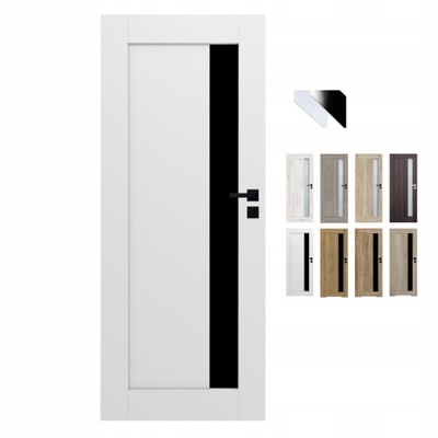 DRZWI WEWNĘTRZNE LIMES WINDOOR PRZYLGOWE BEZPRZYLGOWE BIAŁY SZYBA CZARNA