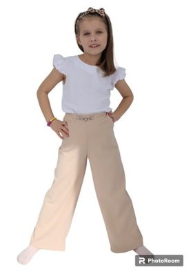 Eleganckie spodnie szwedy Madżi, spodnie z szeroką nogawką 140 cm