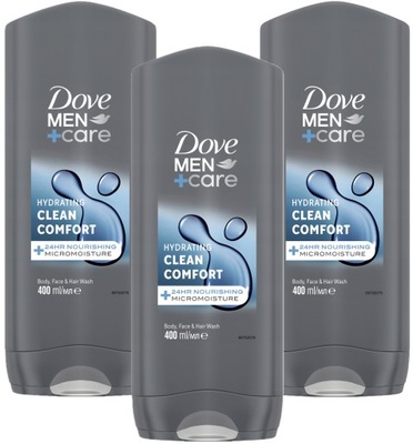 DOVE Men+Care żel pod prysznic dla mężczyzn Clean Comfort 3x 400 ml