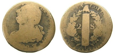 542. FRANCJA, LUDWIK XVI 1792 2 SOL, 23,43g, 33mm