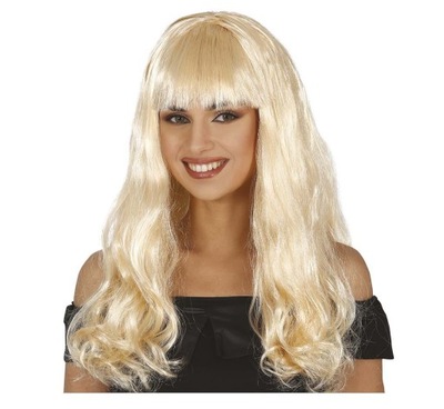 Peruka długie włosy z grzywką - blond