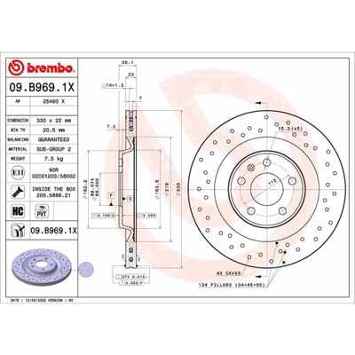 ДИСК ГАЛЬМІВНИЙ XTRA LINE - XTRA BREMBO 09.B969.1X