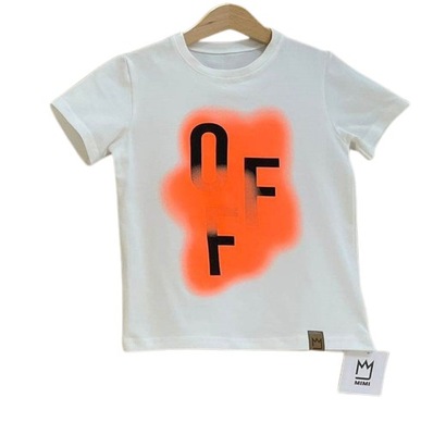 T-shirt bluzka MIMI OFF ecru pomarańcz r. 116 Krk