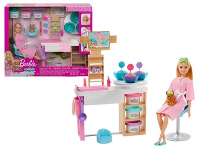 Barbie Lalka Zestaw Salon SPA GJR84 masa plastyczna i akcesoria