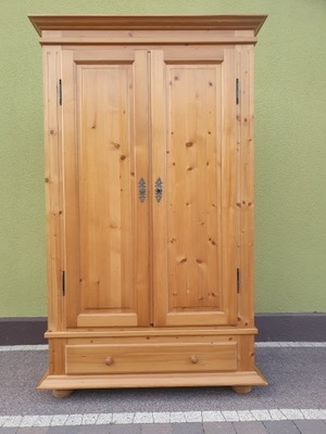 DREWNIANA SZAFA GARDEROBA PÓŁKI SOSNA