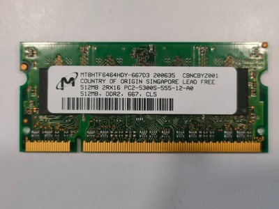 Pamięć RAM MICRON MT8HTF6464HDY-667D3 FAKTURA *793