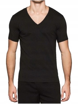 CALVIN KLEIN Czarny V-Neck Oryginalny T-Shirt XL