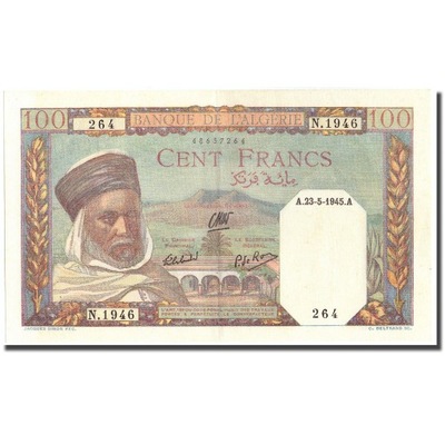 Banknot, Algieria, 100 Francs, 1945, 1945-05-23, K