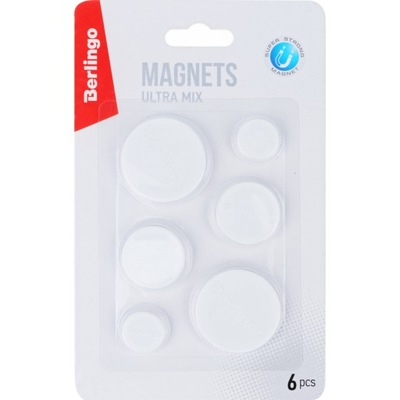 Magnesy na lodówkę do tablic okrągłe białe 6 sztuk