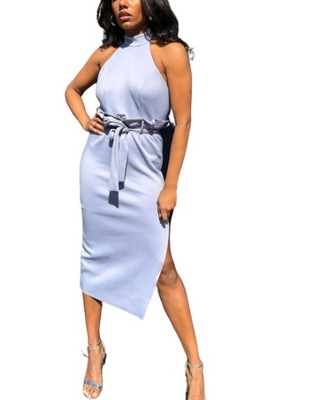 Ołówkowa sukienka midi z dekoltem halter 32