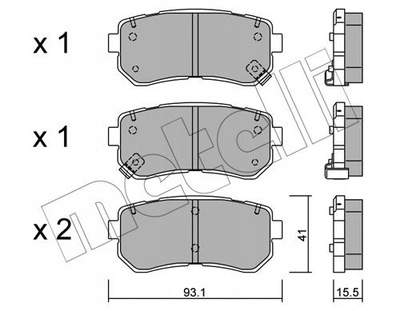 КОЛОДКИ ГАЛЬМІВНІ ЗАДНІЙ 22-0725-0 METELLI PRZEGUBY,UKL КОЛОДКИ HAM HYUNDAI I30