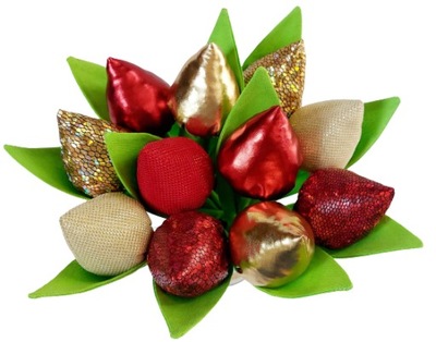 Tulipany szyte glamour czerwony złoty 11 szt