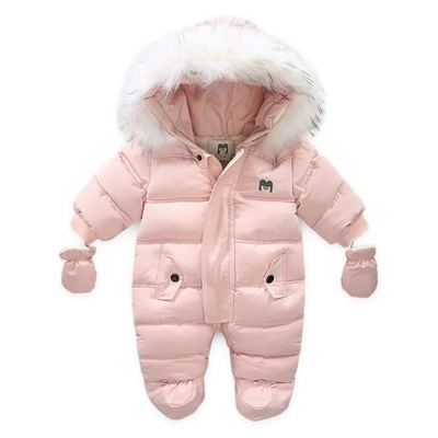 Zimowy kombinezon dla niemowląt oraz aksamitny ciepły sweterek z kapturem dla noworodka dziewczynki