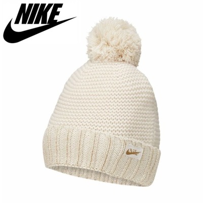 Nike czapka damska zimowa z pomponem beżowa uniwersalna beanie DO8199 104