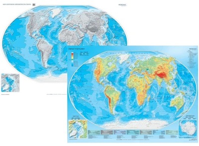 ŚWIAT MAPA ŚCIENNA FIZYCZNA / KONTUROWA DO ĆWICZEŃ