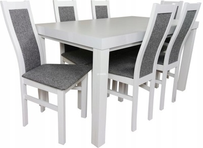 stół MAXI 140x80 6 krzeseł AUSTIN biały mat