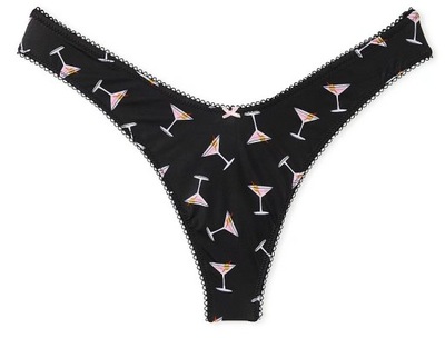 Stringi Victoria's Secret czarne z wzorem S