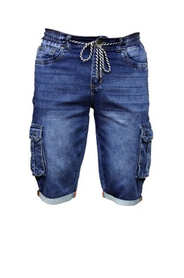 SPODENKI MĘSKIE JEANS na gumce- BOJÓWKI W35 PAS 90-92+