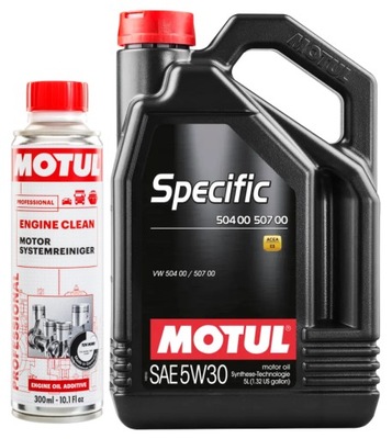 МАСЛО MOTUL SPECIFIC 504.00 507.00 VW 5W30 5L + PŁUKANKA ENGINE CLEAN