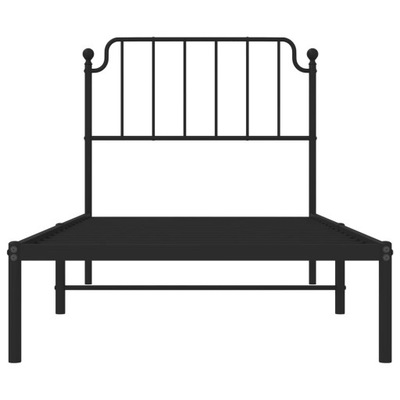Metalowe łóżko ze stelażem z wezgłowiem czarne 90x200 cm
