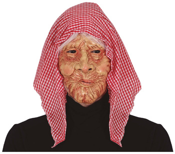 Maska lateksowa CZAROWNICA staruszka w chuście BABA JAGA