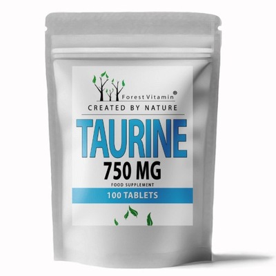 TAURYNA 750mg TAURINE 100tabs MOCNA VEGE