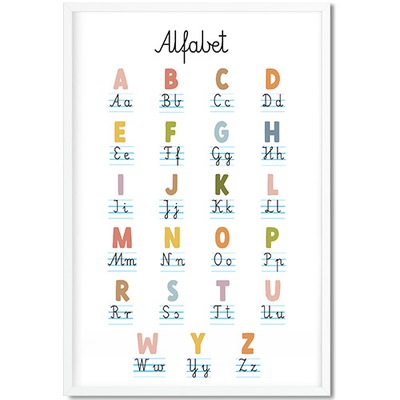 Plakat edukacyjny A4 Montessori dla dzieci Alfabet Litery Wzory