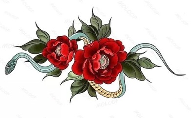 Tatuaż Zmywalny Kwiat - Róża - Wąż