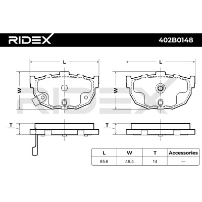 RIDEX 402B0148 КОЛОДКИ ТОРМОЗНЫЕ ЗАД