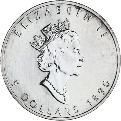 Moneta, Canada, Elizabeth II, 5 Dollars, 1990, Roy