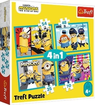 PUZZLE 4W1 WESOŁY ŚWIAT MINIONKÓW TREFL