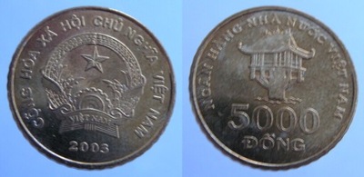 2079. WIETNAM, 5000 DONGÓW, 2003