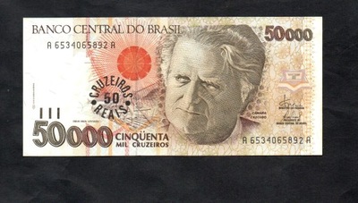 BANKNOT BRAZYLIA - 50 CRUZEIROS REAIS/ 50000 CRUZEIROS, 1993 rok