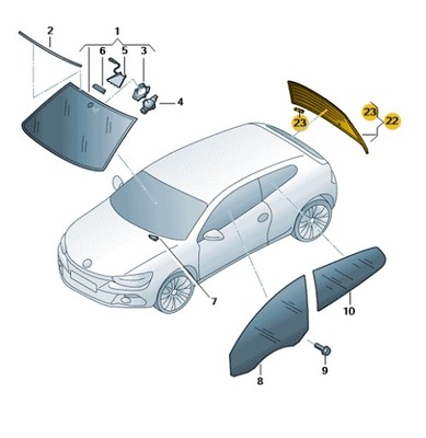 Скло задня тонована vw scirocco оригінал фото №1