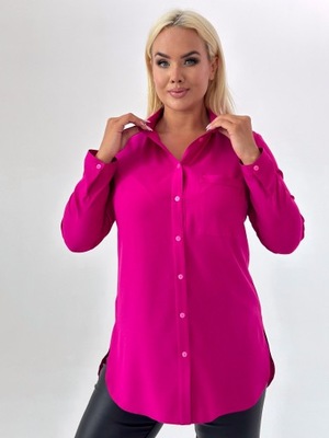 Różowa koszula o klasycznym stylu Plus size Emma 48 materiał Twill