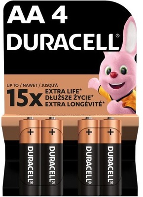 4x Baterie DURACELL alkaliczne AA R6 LR6 MN1500