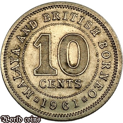 10 CENTS 1961 MALAJE I BORNEO BRYTYJSKIE