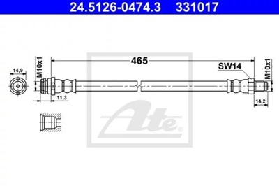 ATE 24.5126-0474 ПАТРУБОК ТОРМОЗНОЙ ГИБКИЙ