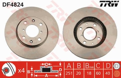 ДИСКИ ТОРМОЗНЫЕ ТОРМОЗНЫЕ ПЕРЕД TRW DF4824