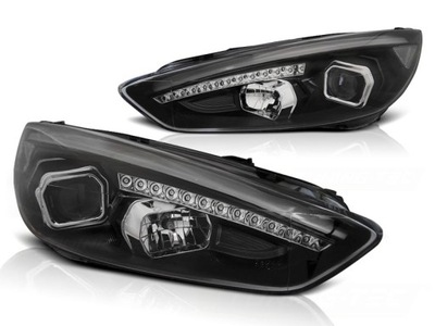 ŽIBINTAI REFLEKTORIAI FORD FOCUS MK3 15- BLACK DRL LED 