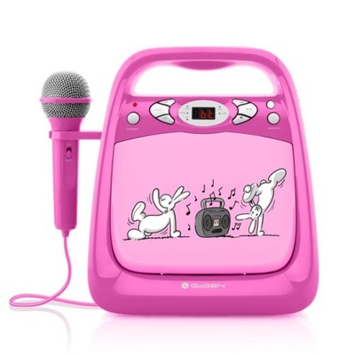 BOOMBOX KARAOKE GŁOŚNIK BLUETOOTH USB MP3 MIKROFON ODTWARZACZ CD RÓŻOWY