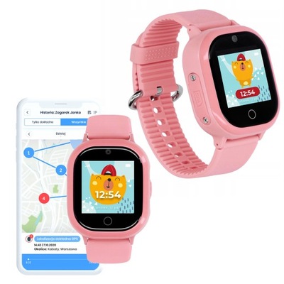 SMARTWATCH ZEGAREK DLA DZIECI GPS APP WIFI RÓŻOWY