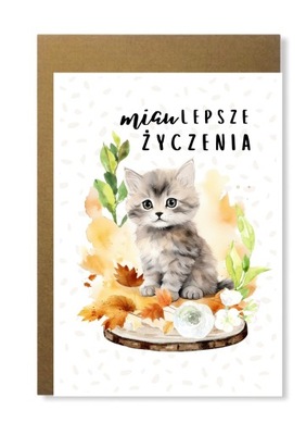 Kartka z kotem kot kotek na urodziny imieniny dla miłośnika kotów