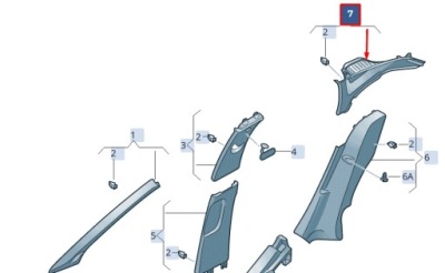 Seat ibiza v kj1 rear правий сторона c стійка trim 6f0867288a82v фото №1