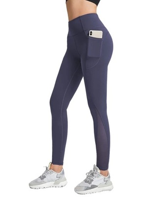 Obcisłe, sportowe spodnie do joggingu z wysokim stanem SZARE L